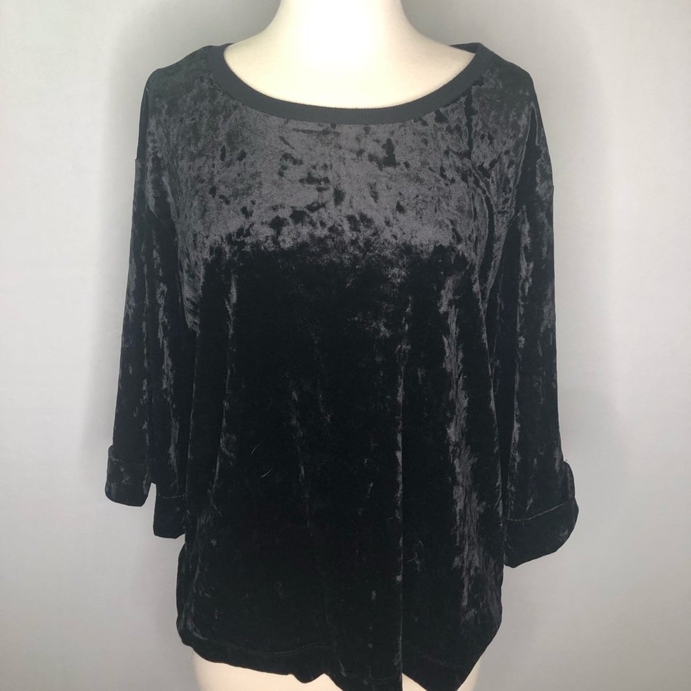 Supplies Black Velvet Velour Velvety top shirt